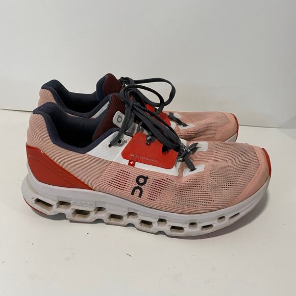 On Running Cloud Stratus Sneakers Shoes Pink White Red Active Gym Women's 8.5 - Picture 9 of 11